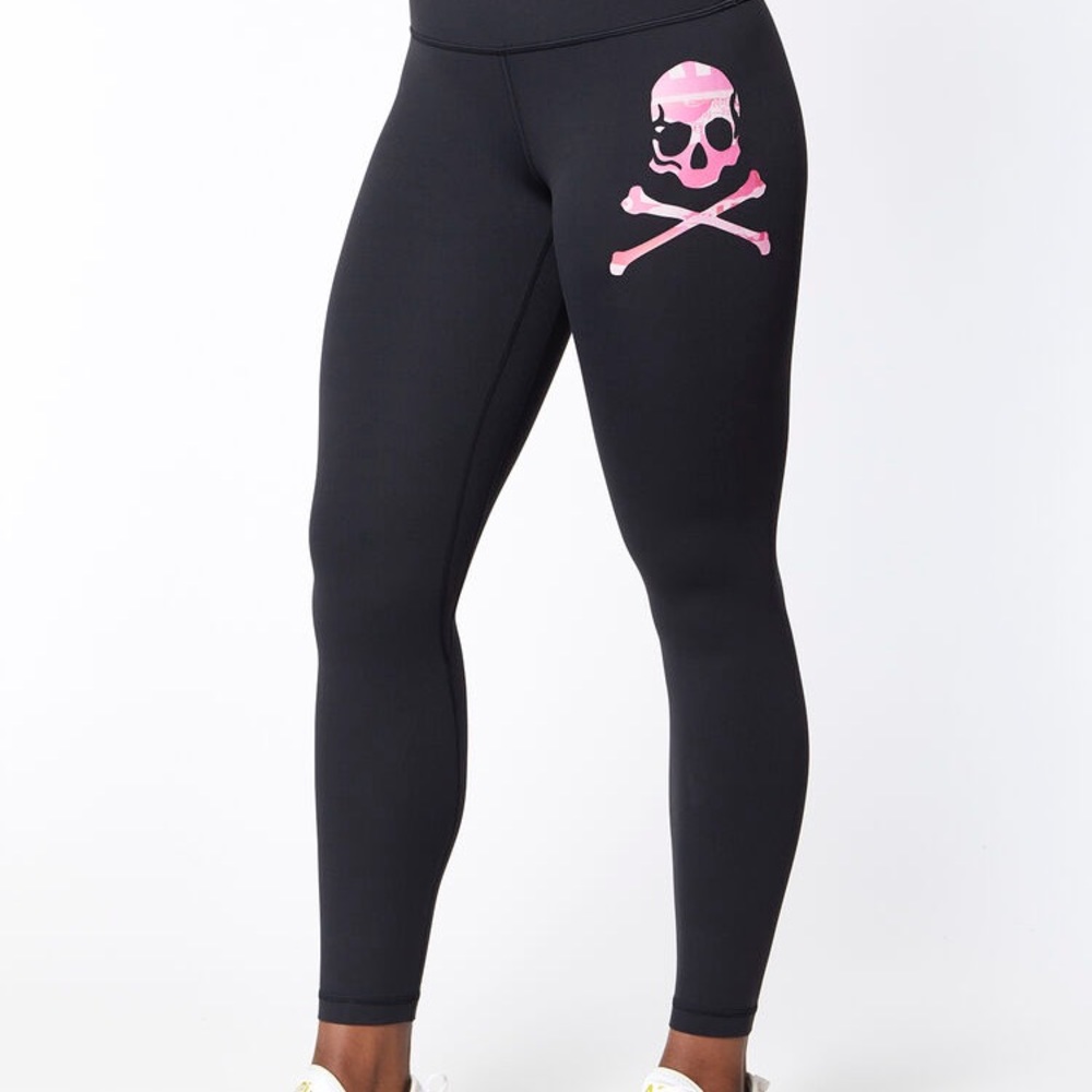 Wunder Under Lulu Lemon Soulcycle Pink Skull Leggings